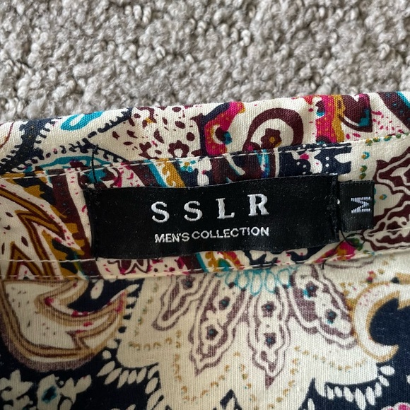 SLRR Men’s Paisley Slim Fit Cotton Button Down Shirt - Medium - Picture 7 of 8